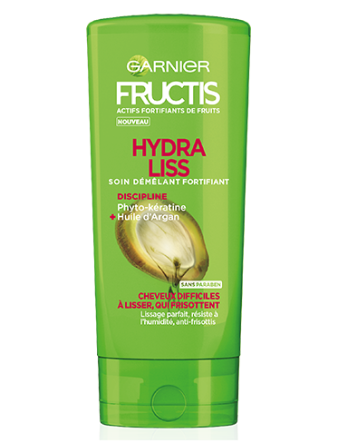 Garnier - Fructis - soin démêlant hydra liss- Cheveux ondulés- cheveux bouclés - soin du cheveu - Définition - Bambou - Fruits - concentré d'actifs de fruits - sans paraben